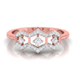 three hexagon diamond ring in rose gold