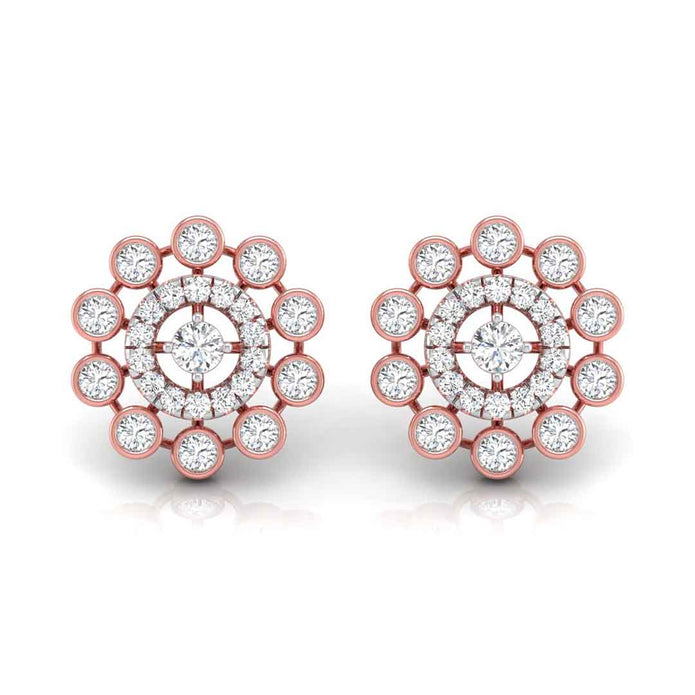 round diamond stud earrings in rose gold