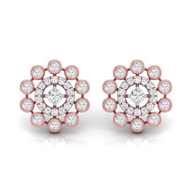 round diamond stud earrings in rose gold