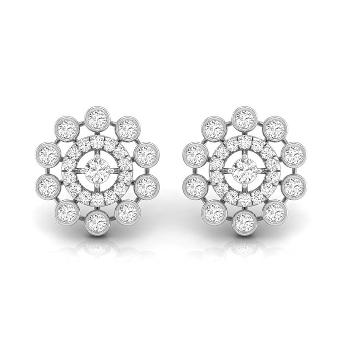 round diamond stud earrings in white gold
