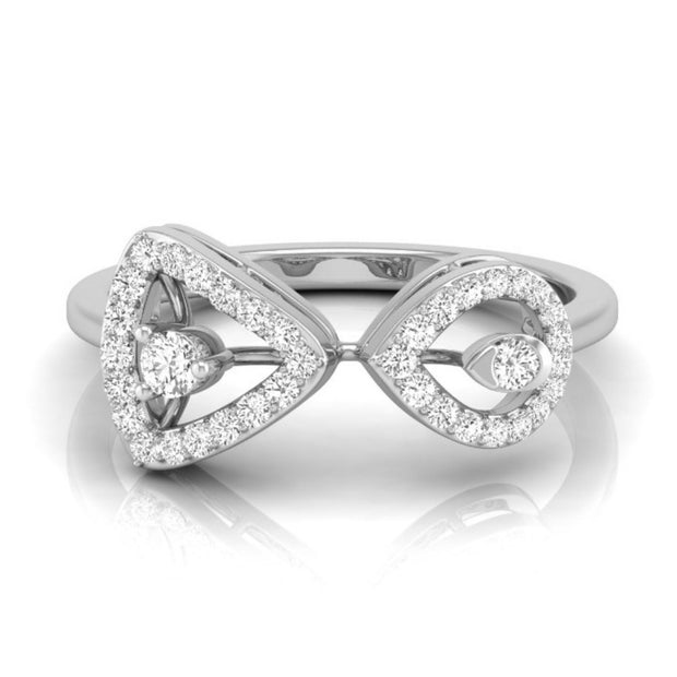 triangle teardrop shape diamond ring in white gold