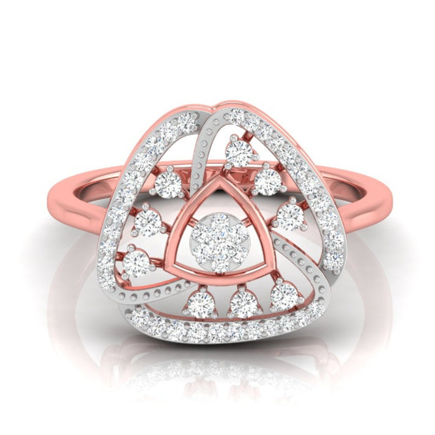 trillion shape cluster diamond ring in rose gold