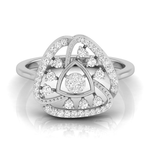 trillion shape cluster diamond ring in white gold