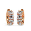 triple row diamond hoop earrings in rose gold