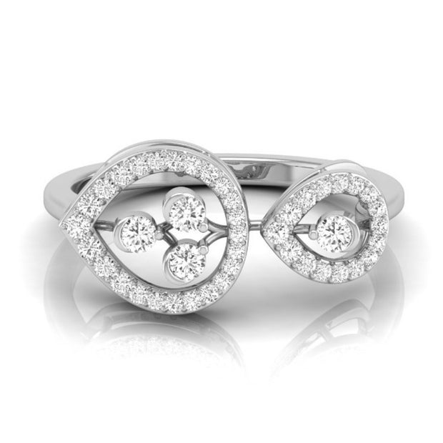 two teardrop style diamond ring in white gold