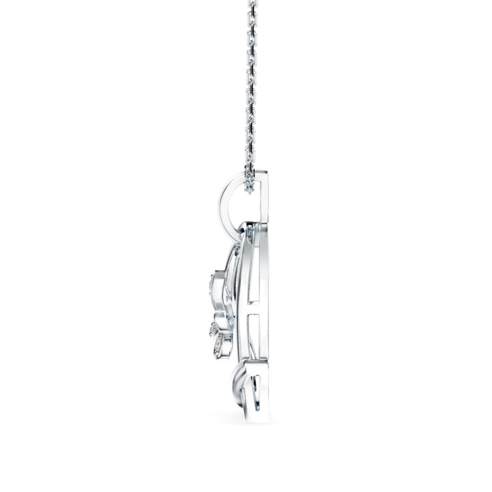butterfly heart shape diamond necklace in white gold
