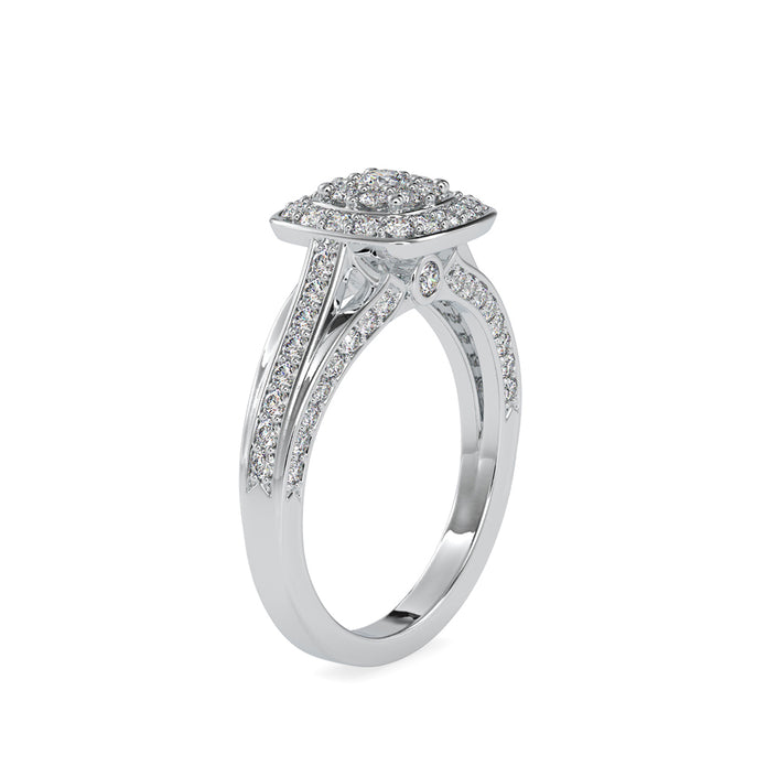 cluster halo lab-grown diamond ring in white gold
