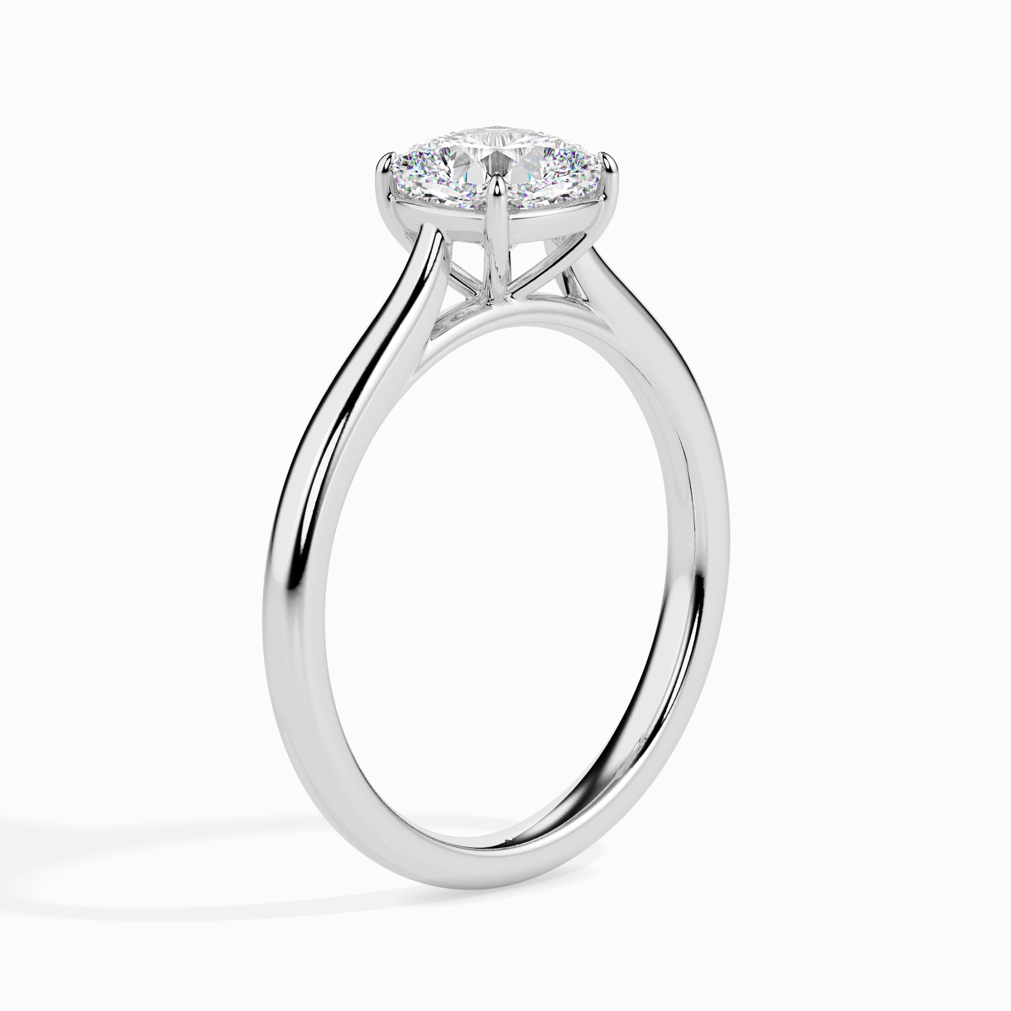 cushion cut solitaire diamond ring in white gold