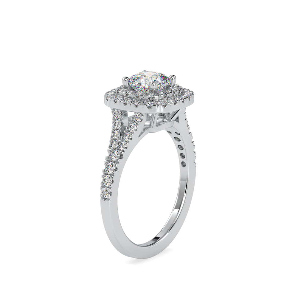 cushion double halo lab-grown diamond ring in white gold