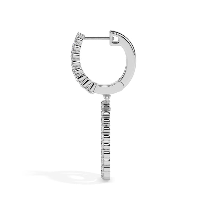 double oval halo diamond hoop earrings in white gold