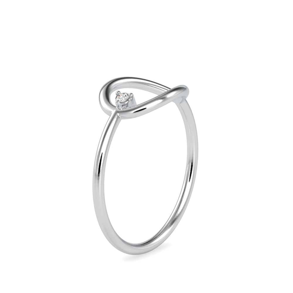 drop shape round solitaire diamond ring in white gold