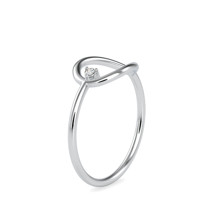 drop shape round solitaire diamond ring in white gold