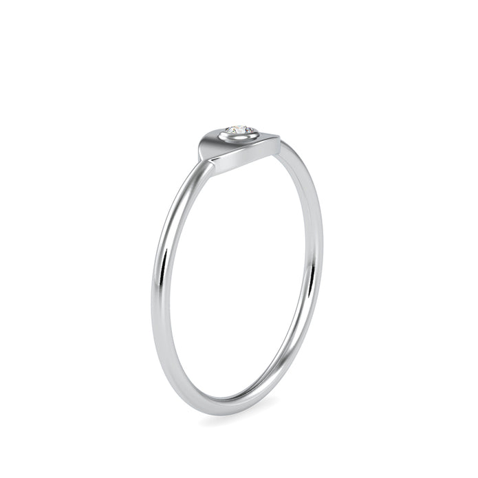 evil eye bezel diamond ring in white gold