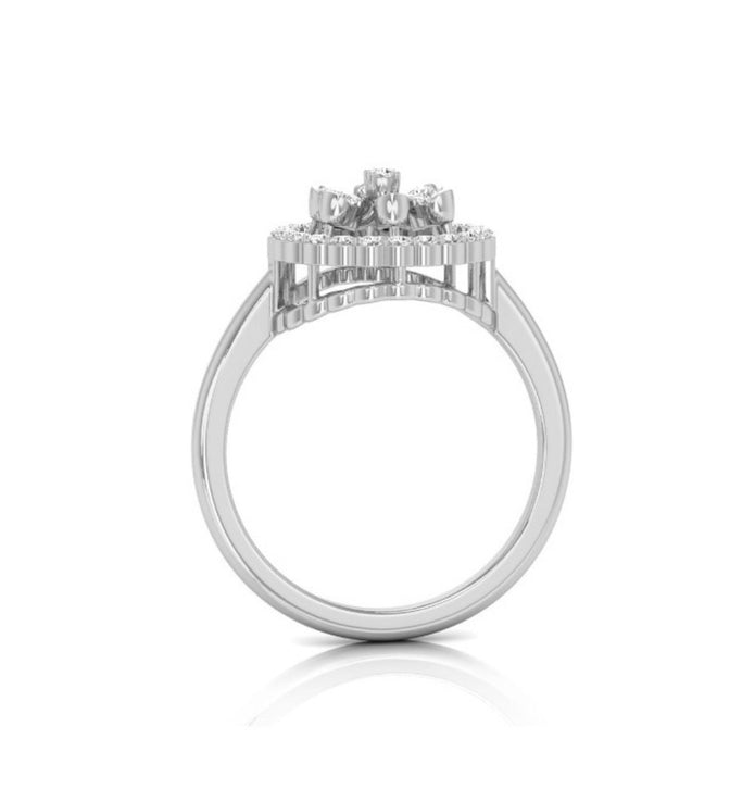 Floral Round Cut Halo Lab-Grown Diamond White Gold Ring