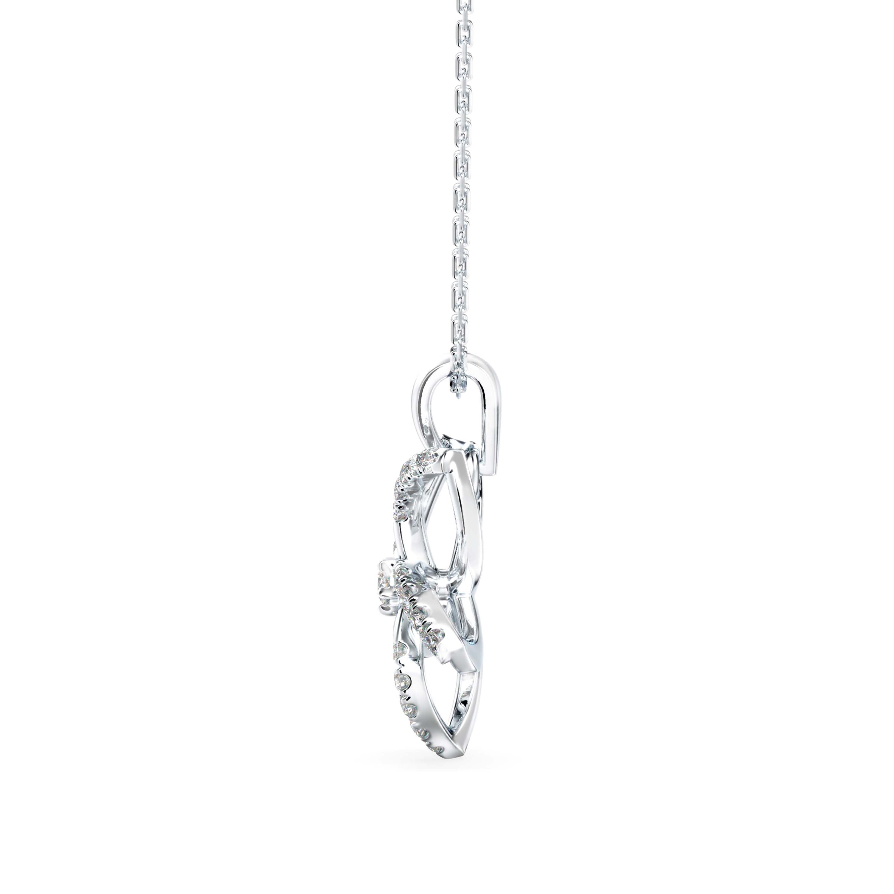 flower shape prong diamond pendant necklace in white gold