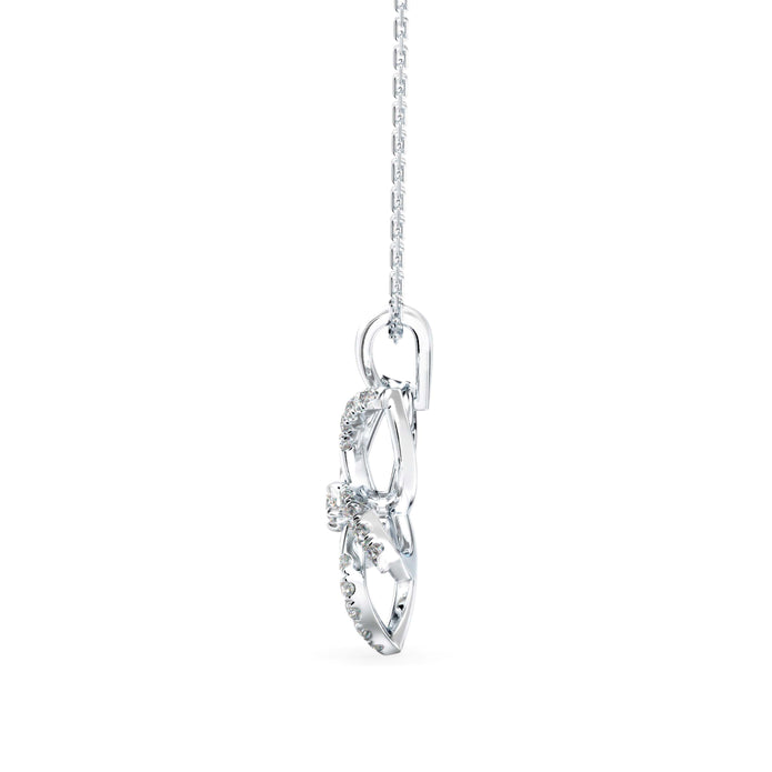 flower shape prong diamond pendant necklace in white gold