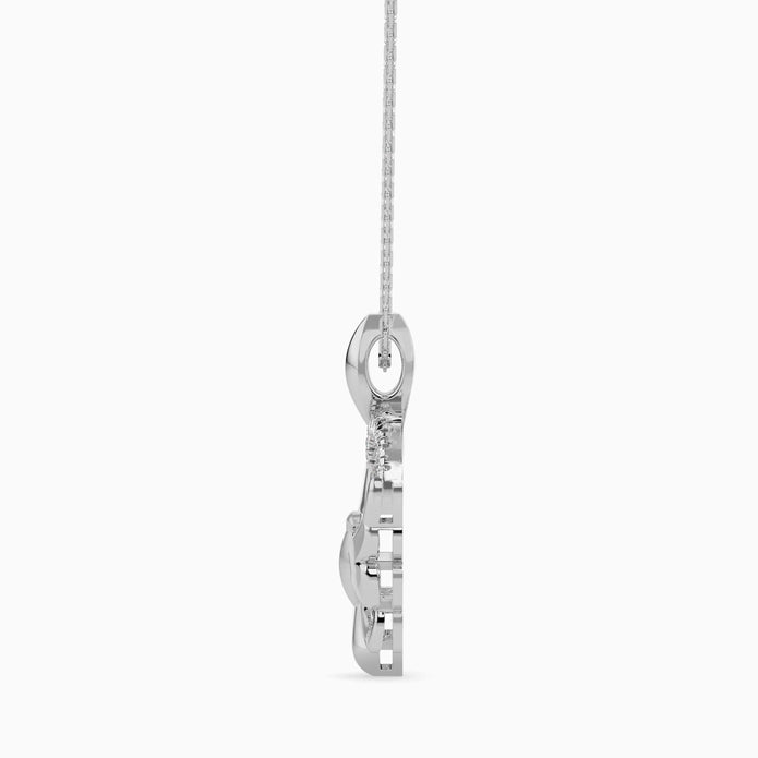 heart motif diamond pendant necklace in white gold