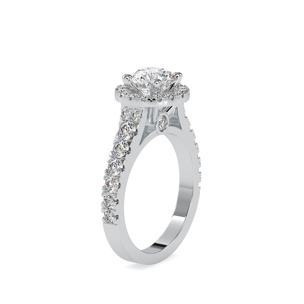 round halo lab-grown diamond ring in white gold