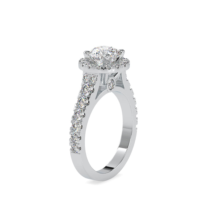 round halo lab-grown diamond ring in white gold