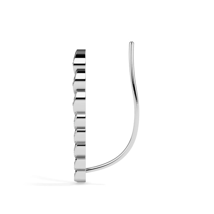 leaf shaped diamond climber earrings in white gold