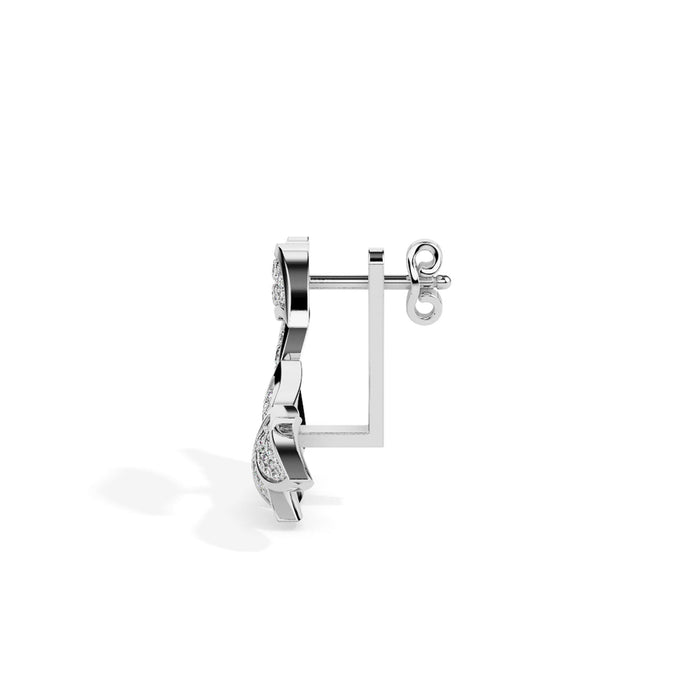 leaf cluster diamond stud earrings in white gold