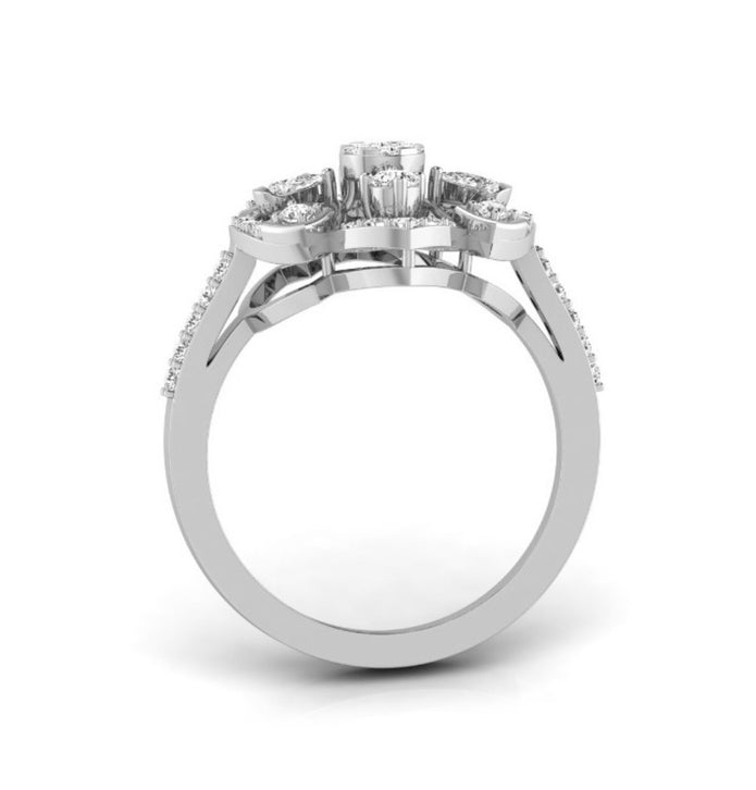marquise floral lab-grown diamond ring white gold