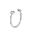 open cuff baguette cut diamond ring in white gold