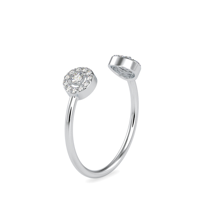 open cuff halo diamond ring in white gold