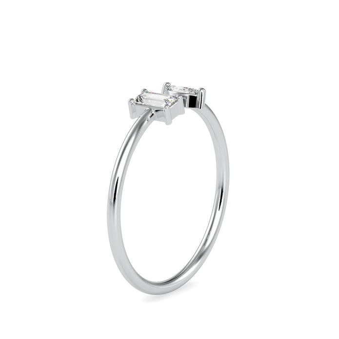 open style two stone diamond ring in white gold
