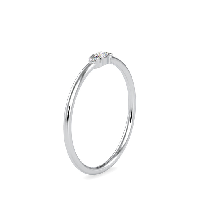 oval three stone diamond ring in white gold