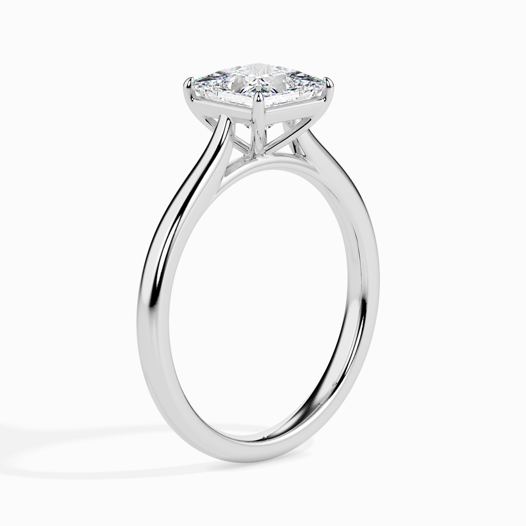 princess cut solitaire diamond ring in white gold