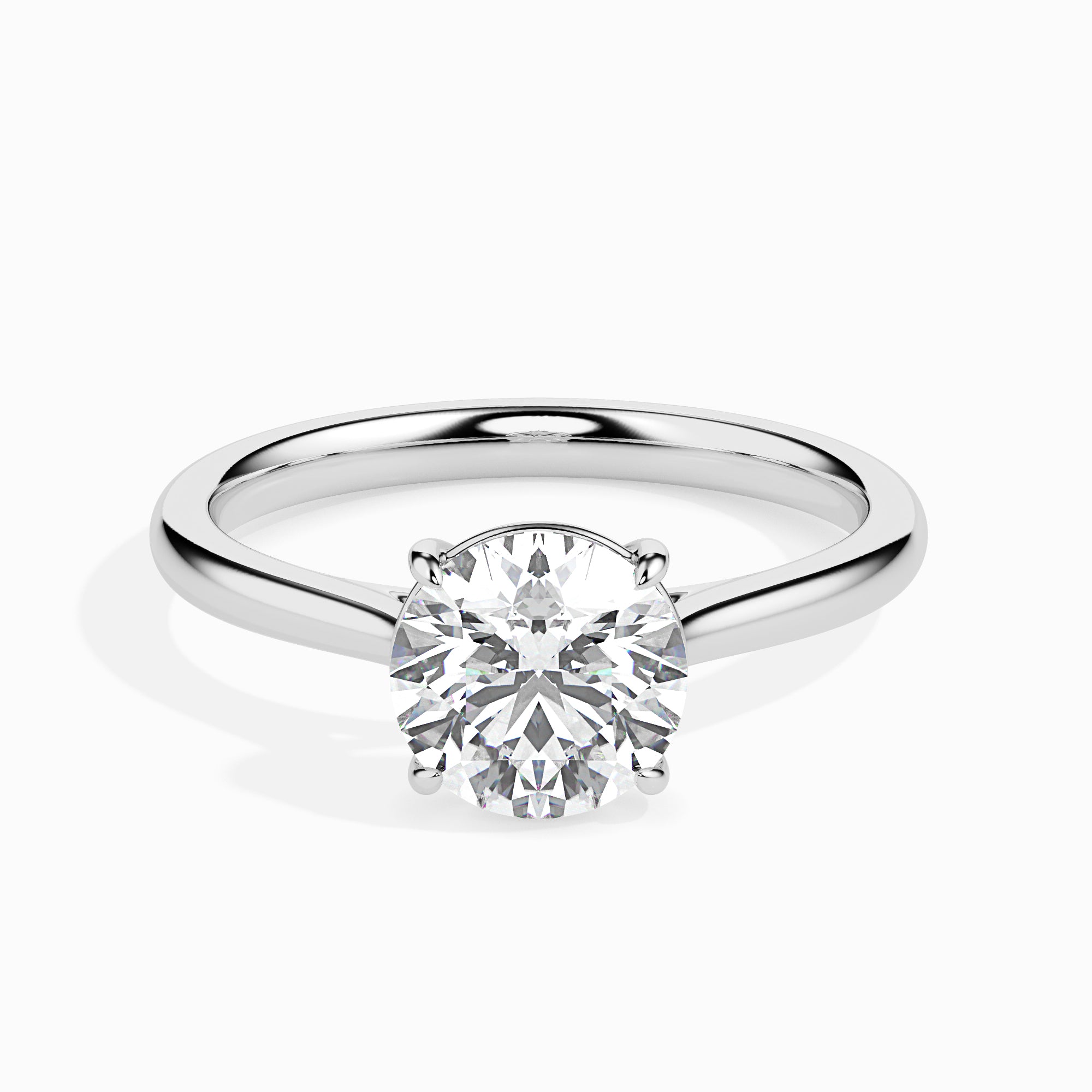 round cut solitaire diamond ring in white gold