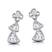 round diamond dangler earrings in white gold