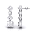 round diamond dangler earrings in white gold