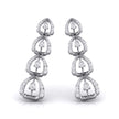 round diamond dangler earrings in white gold