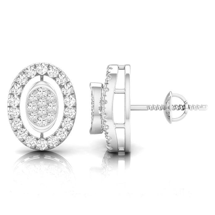 round diamond stud earrings in white gold