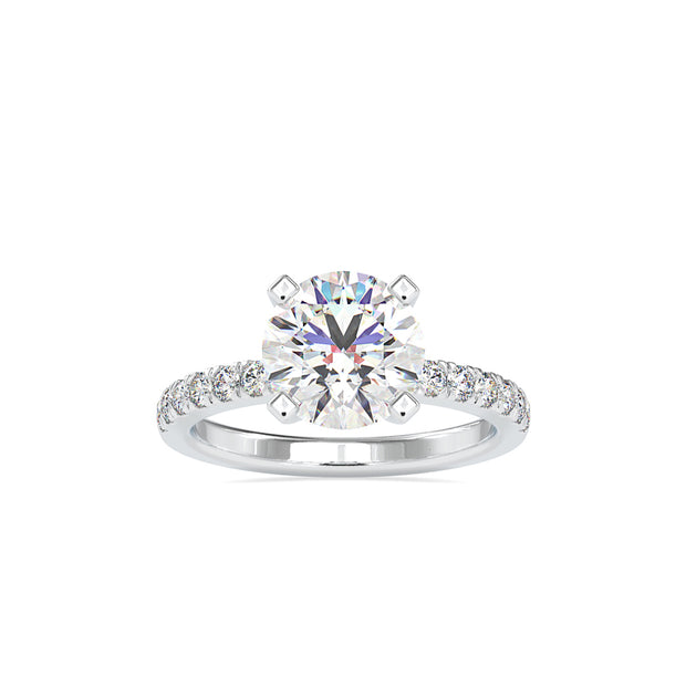 round cut solitaire lab-grown diamond ring in white gold