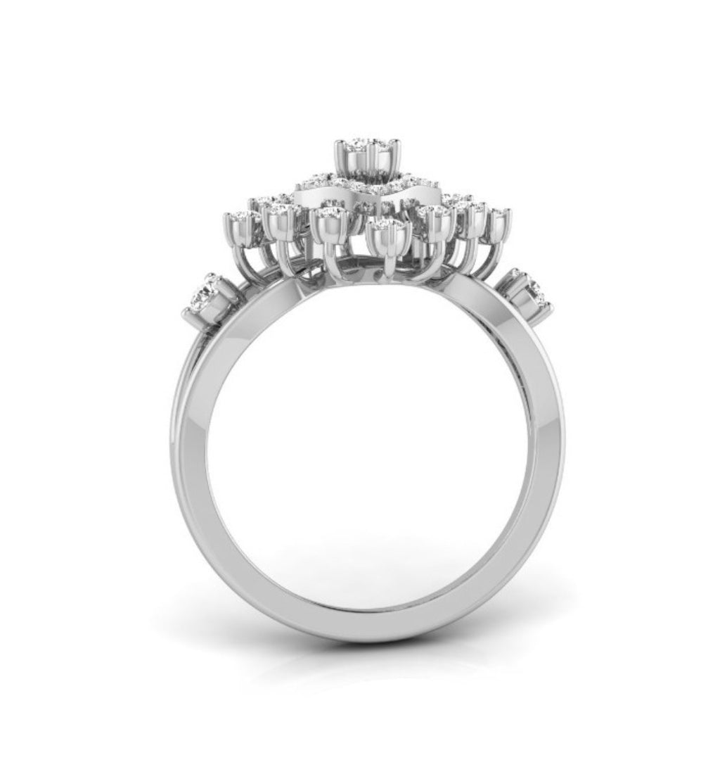 square halo prong set lab-grown diamond ring white gold