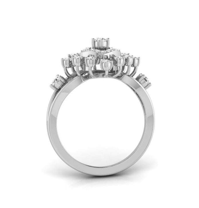 square halo prong set lab-grown diamond ring white gold
