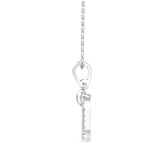 square pave diamond pendant necklace in white gold