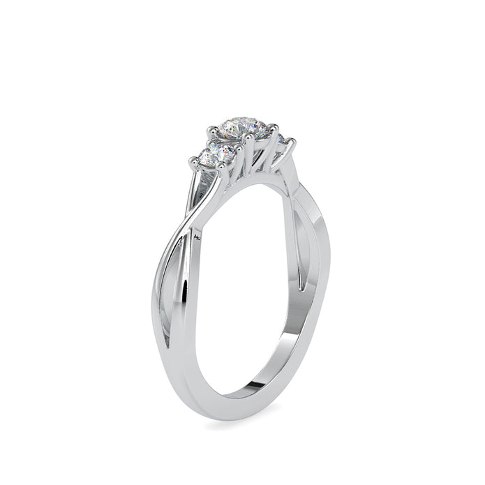 round three stone lab-grown diamond ring in white gold