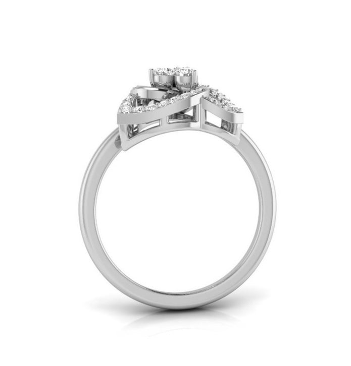round cut triple loop lab-grown diamond ring in white gold