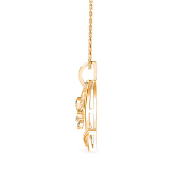 butterfly heart shape diamond necklace in yellow gold