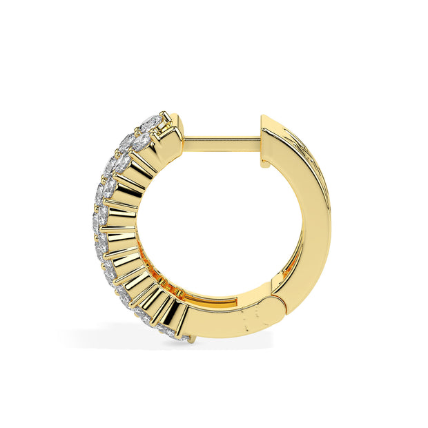 cluster pave diamond hoop earrings in yellow gold