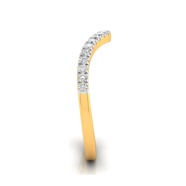curved shape half eternity diamond band ring in yellow gold