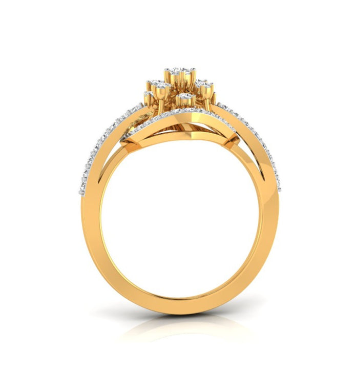 diamond shape halo lab-grown diamond ring yellow gold