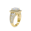 princess cut double halo lab-grown diamond ring in yellow gold