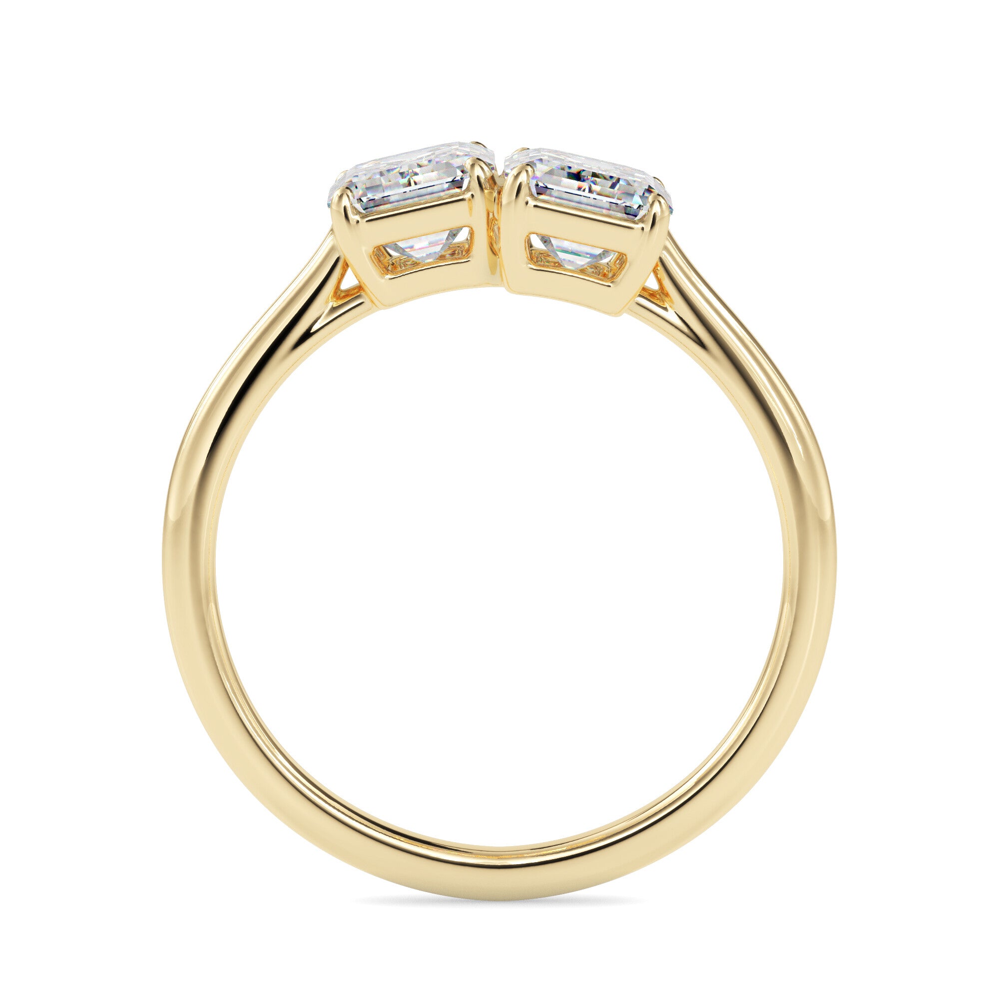 emerald cut toi et moi lab-grown diamond ring in yellow gold