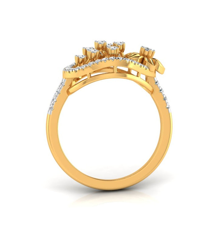floral oval lab-grown diamond ring yellow gold