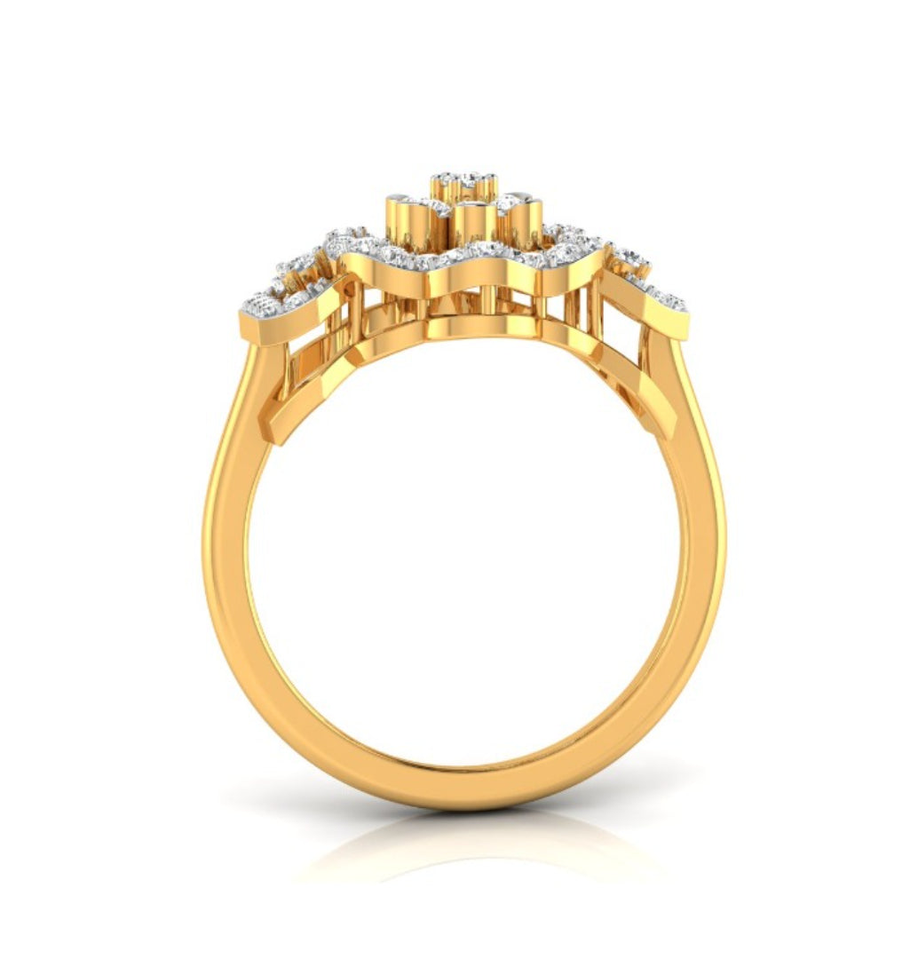 floral prong cluster diamond ring in yellow gold